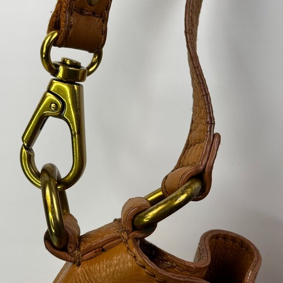 Fossil Vickery Tan Drawstring Satchel/Top Handle Leather Shoulder Crossbody READ - Picture 4 of 16